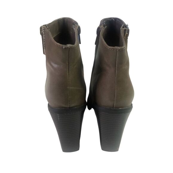 Mossimo Taupe Side Zipper Block Heel Pointy Toe Ankle Booties - Picture 8 of 10